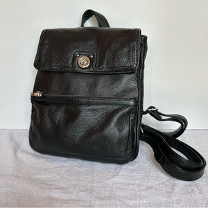 Wilson Leather Pelle Studio Black w/ Silver Hardware Pebbled Leather Backpack